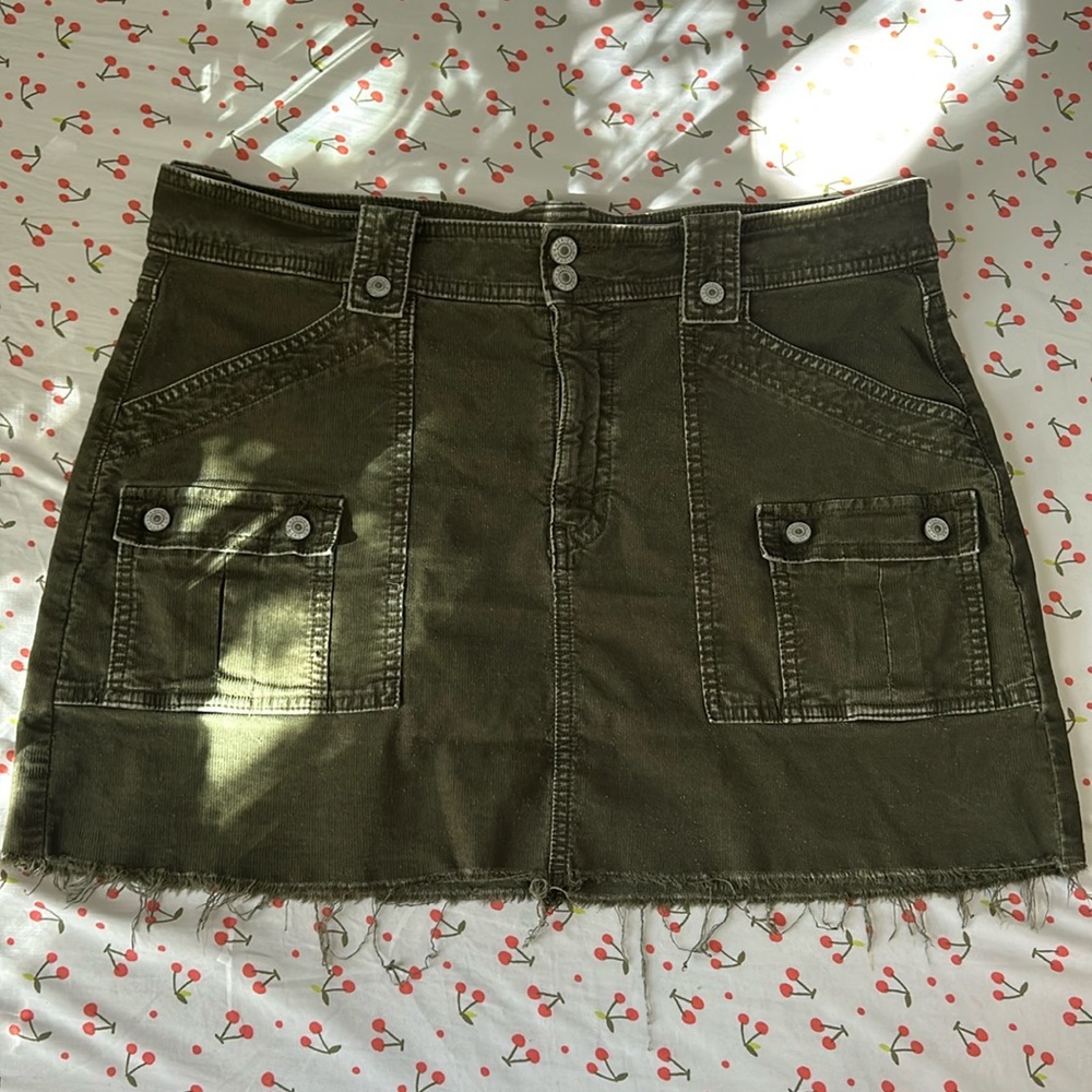Hunter Green Cargo Mini Skirt